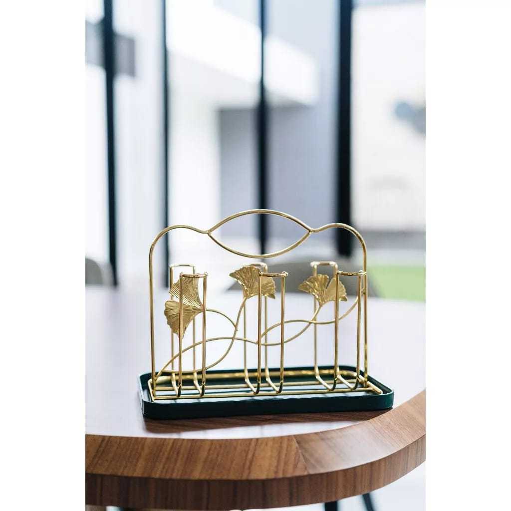 Jual Rak Gelas Daun Gingko Gold 6 Cup/ Rak Cangkir/ Rak Gantung Gelas ...