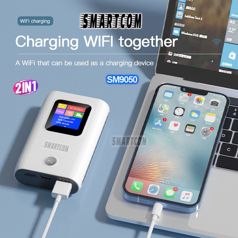 Jual SMARTCOM ~ Modem Wifi 4G LTE with Power Bank SM9050 PRO 6000mAh ...