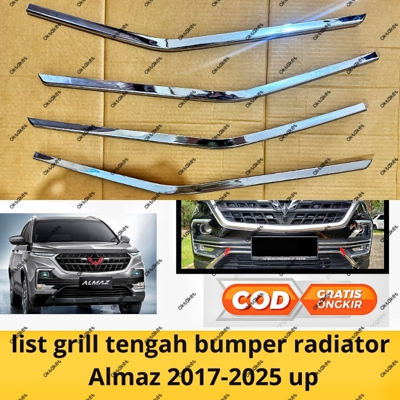 Jual list grill bumper tengah radiator Almaz 2017 2020 2025 chrome 4pcs ...