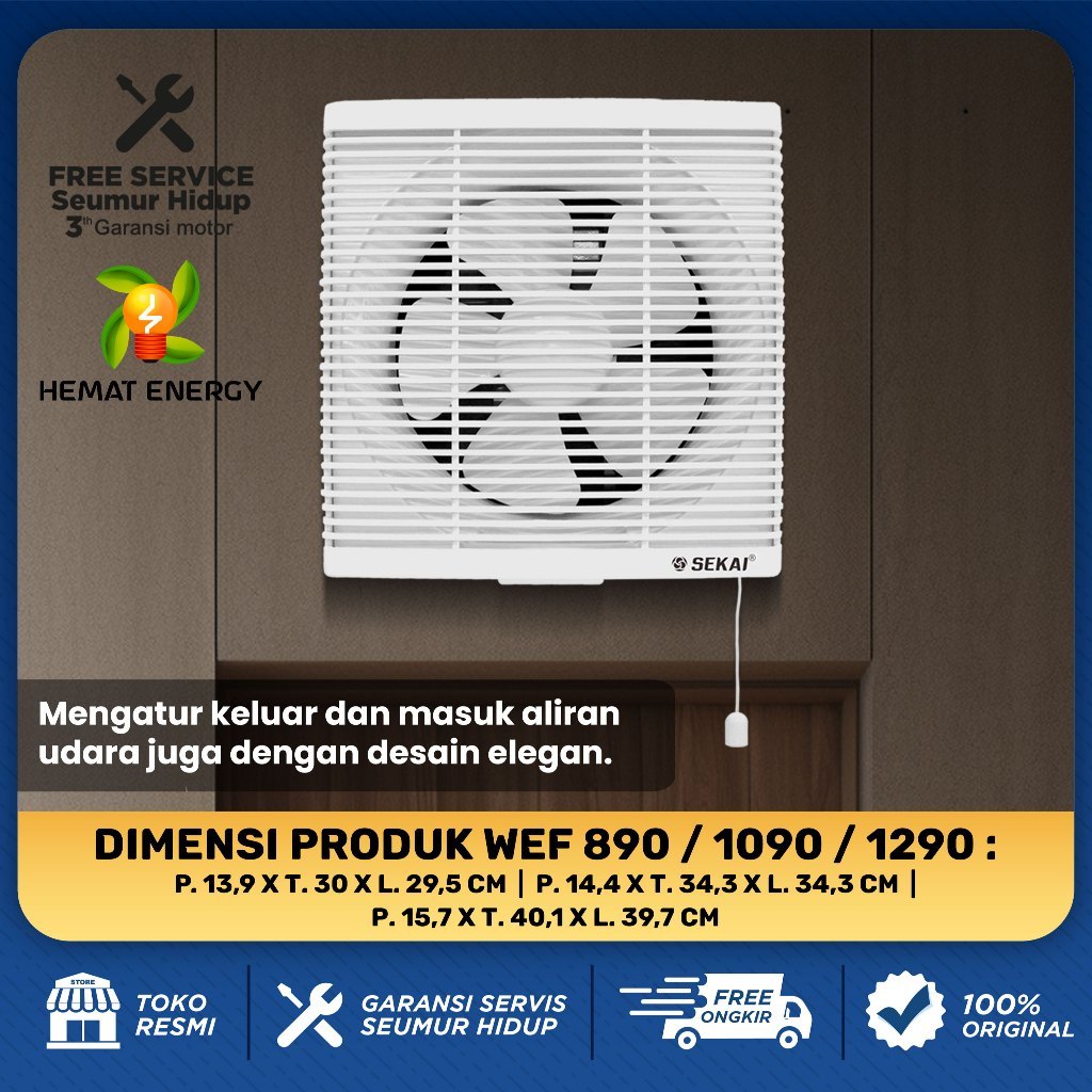 Jual Exhaust Fan Kipas Angin Hisap Sekai Wef Inch Garansi