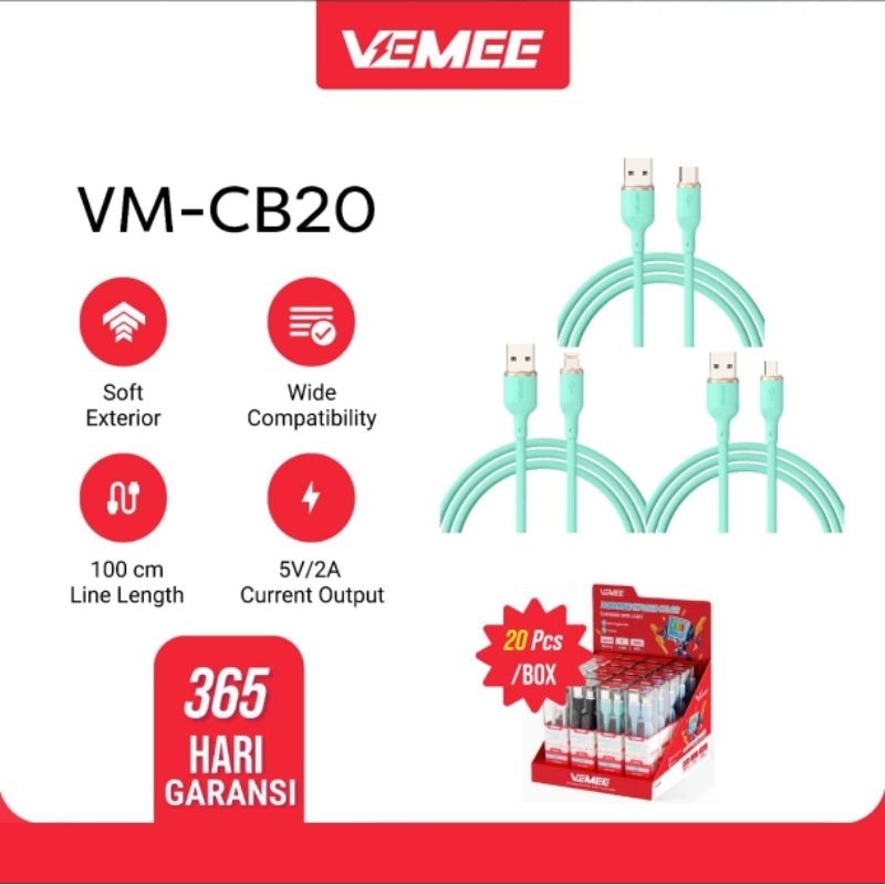 Jual VEMEE Cable Data TYPE C VM-CB20C 2.4A Support Fast Charging Data ...