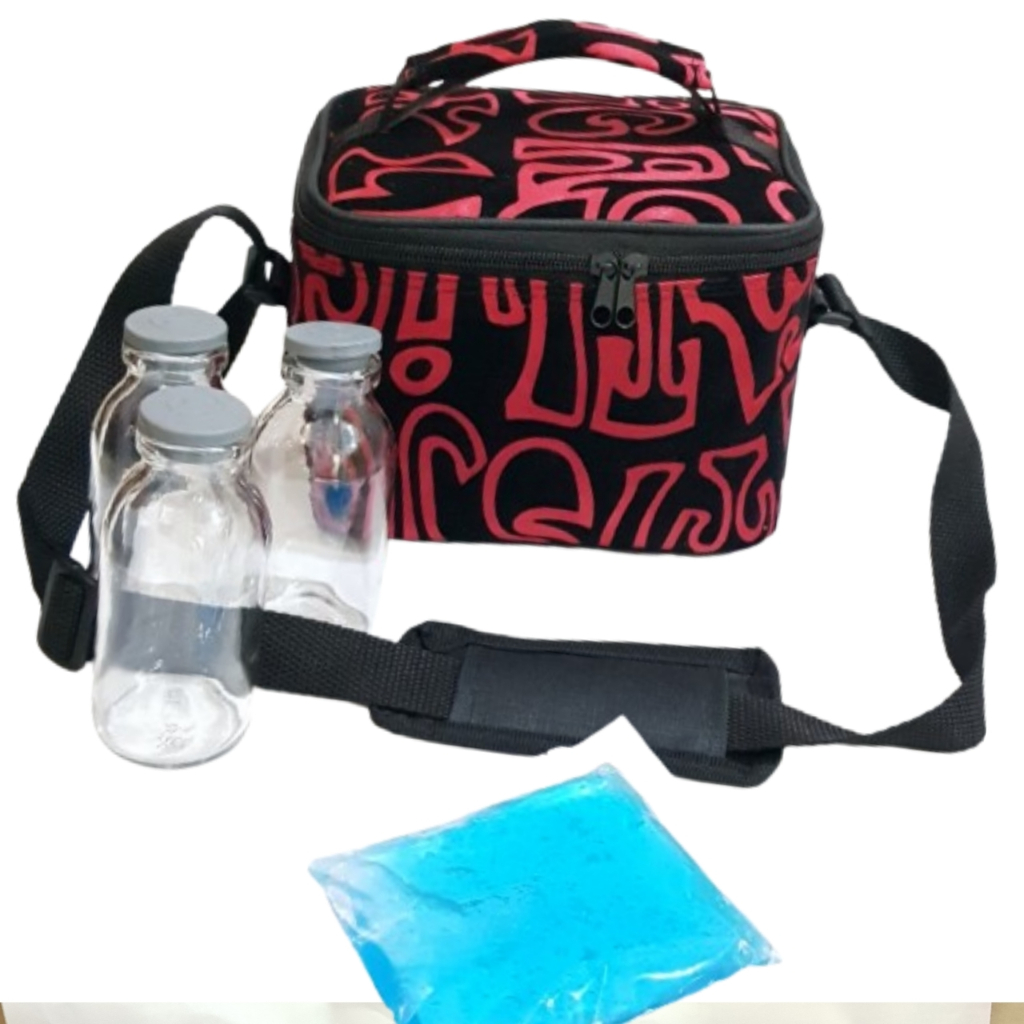 Jual COOLER BAG ASI + BLUE ICE GEL + 3 BOTOL ASI / COOLERBAG ASI / TAS