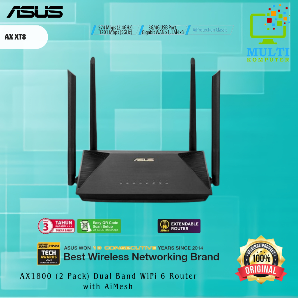 Jual ASUS RT-AX53U (2Pack) AX1800 Router Dual Band WiFi 6 802.11ax ...