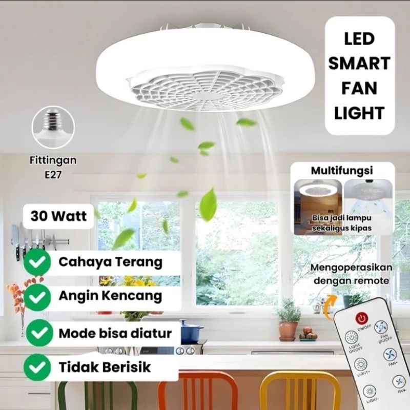 Jual Lampu LED Kipas Angin AC E27 30 Wat lampu LED Plafon + Kipas Angin ...