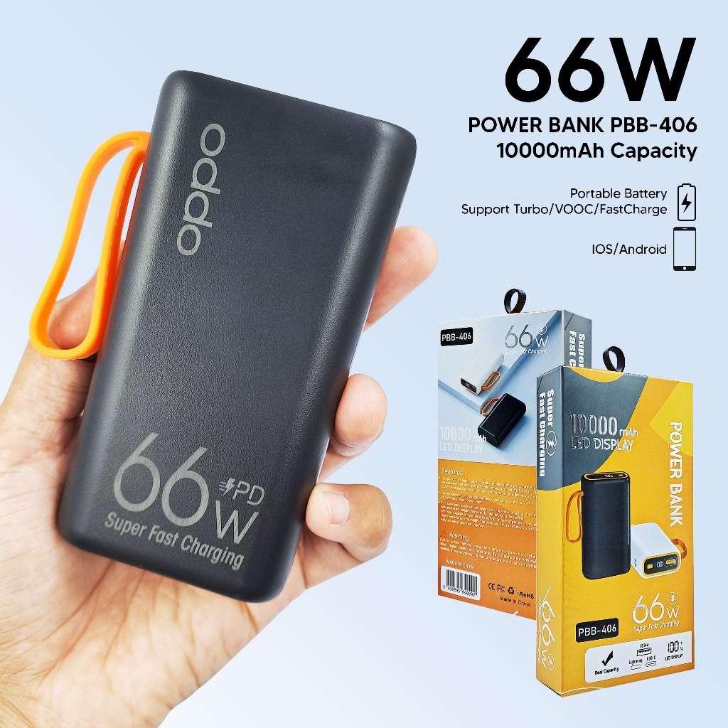 Jual PB POWERBANK BRAND MURAH KAPASITAS 10000 mAh 66W PBB 406 | Shopee ...