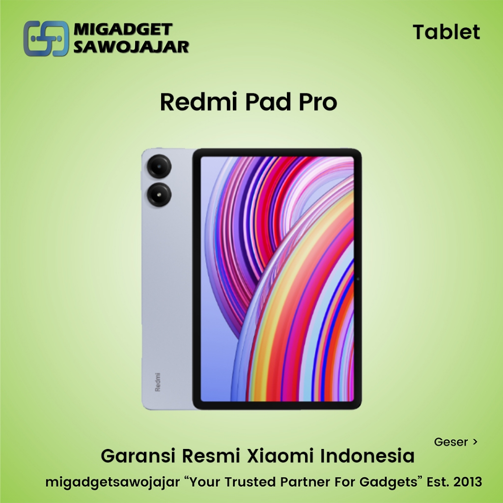 Jual Tablet Redmi Pad Pro Tab 12 Inch 8/256 WiFi 6 Fast Charging 33W ...