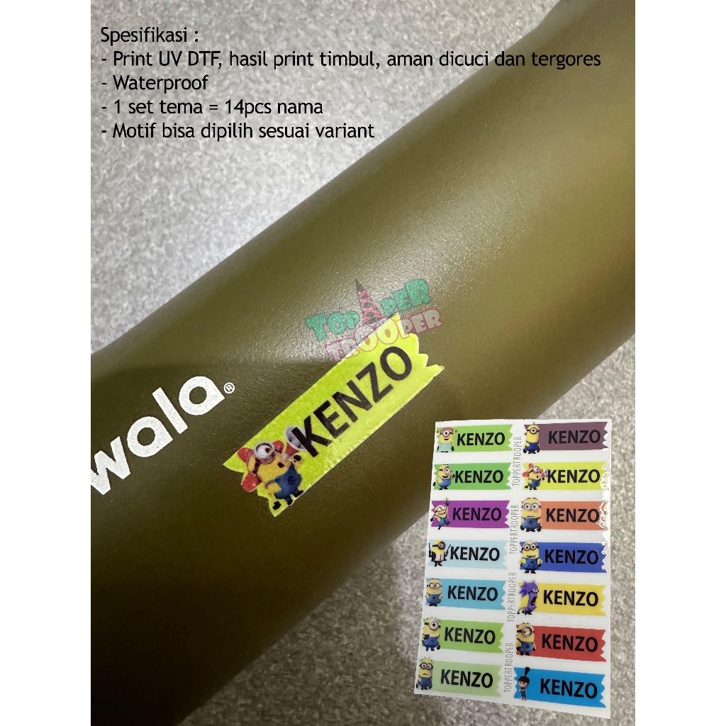 Jual Stiker Nama Anti Air | Sticker Nama Anak | Stiker UV DTF | Sticker ...