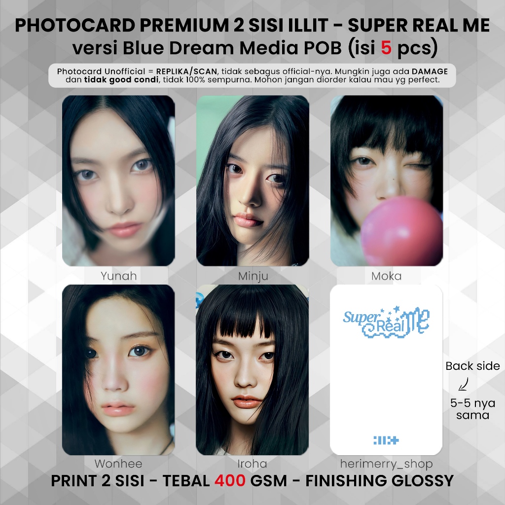 Jual (ISI 5 PCS) Photocard ILLIT Super Real Me Magnetic - PC