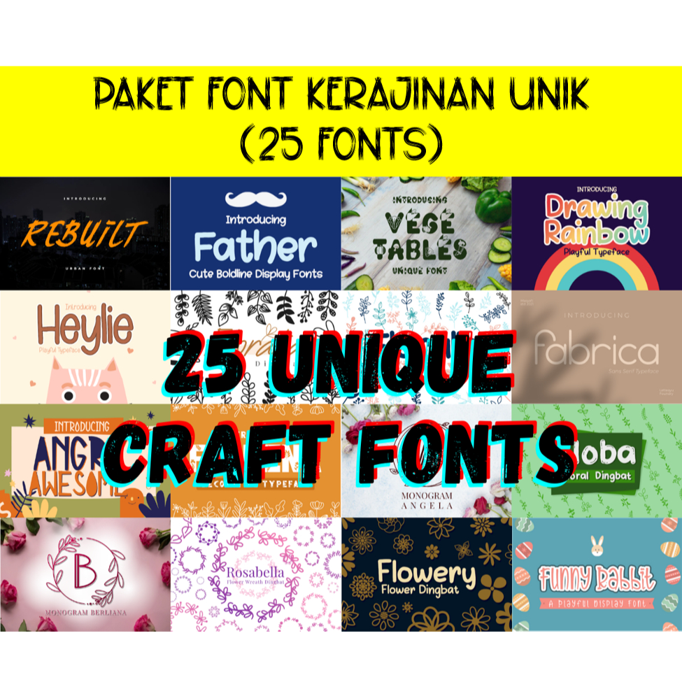 Jual Paket Font Kerajinan Unik (25 fonts) | Shopee Indonesia