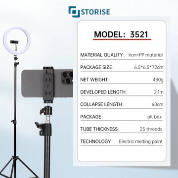 STORISE Tripod 2M Ball Head Holder L Remote Bluetooth Stand Tripod Untuk Konten Live Make Up