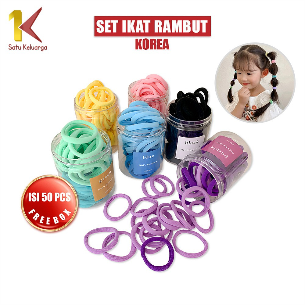 Jual Satu Keluarga Set Ikat Rambut Wanita Dewasa Anak Isi 50pcs Free ...