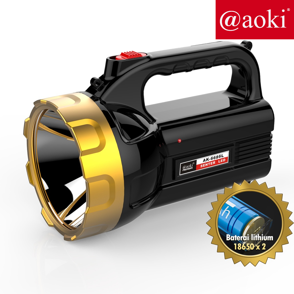 Jual Aoki AK6686 Senter Besar / Jumbo LED Super Terang Rechargable 20 ...