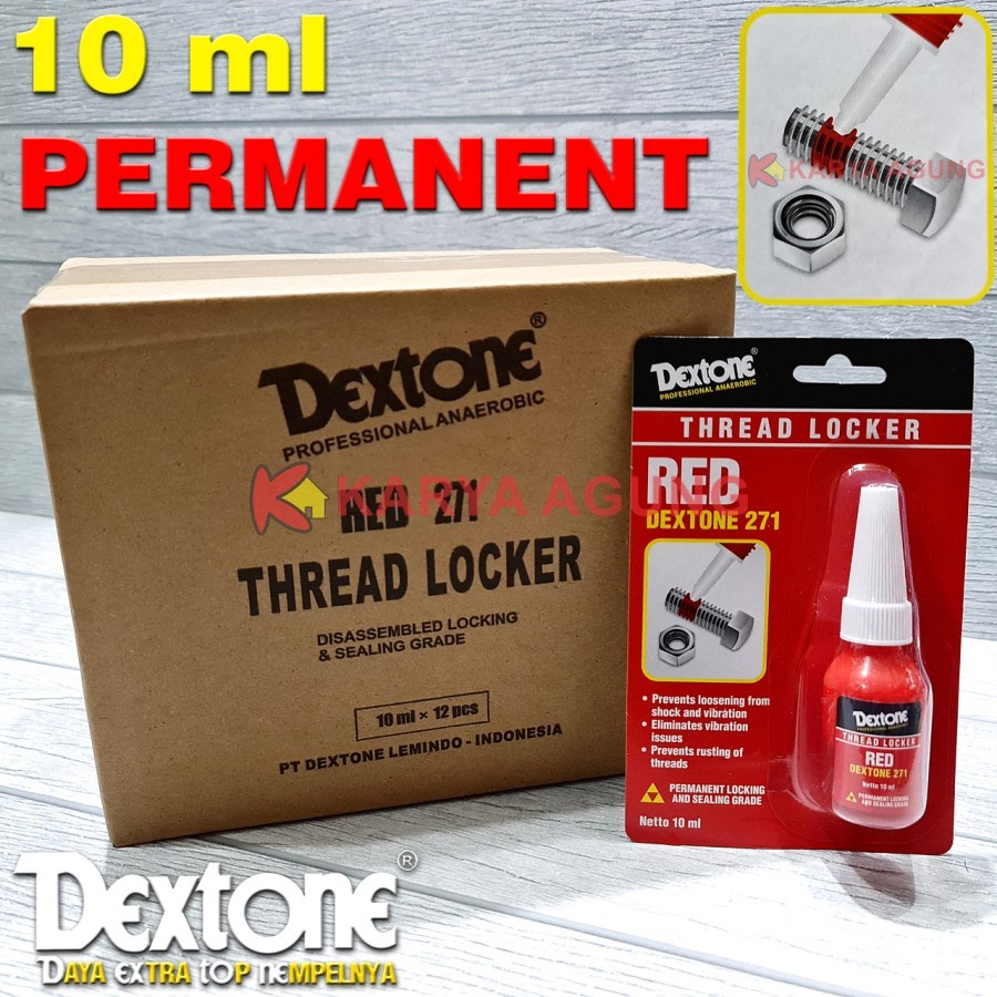 Jual DEXTONE 271 RED Thread Locker 10ml PERMANEN / Lem Drat Mur Baut ...