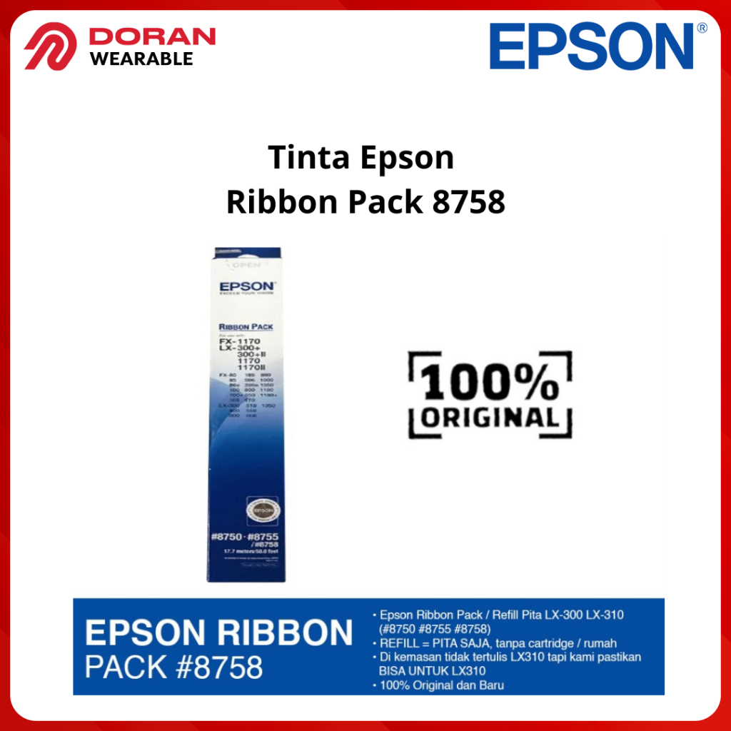 Jual Epson Ribbon Pack #8758 Refill Pita LX-300/LX-310 Printer Epson ...