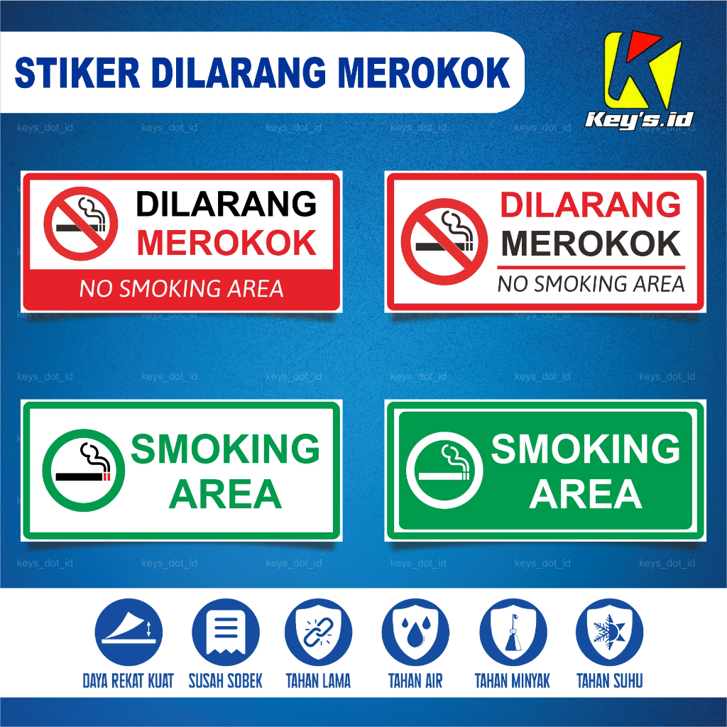 Jual STICKER PERINGATAN DILARANG MEROKOK,, STIKER AREA SMOKING, STICKER ...