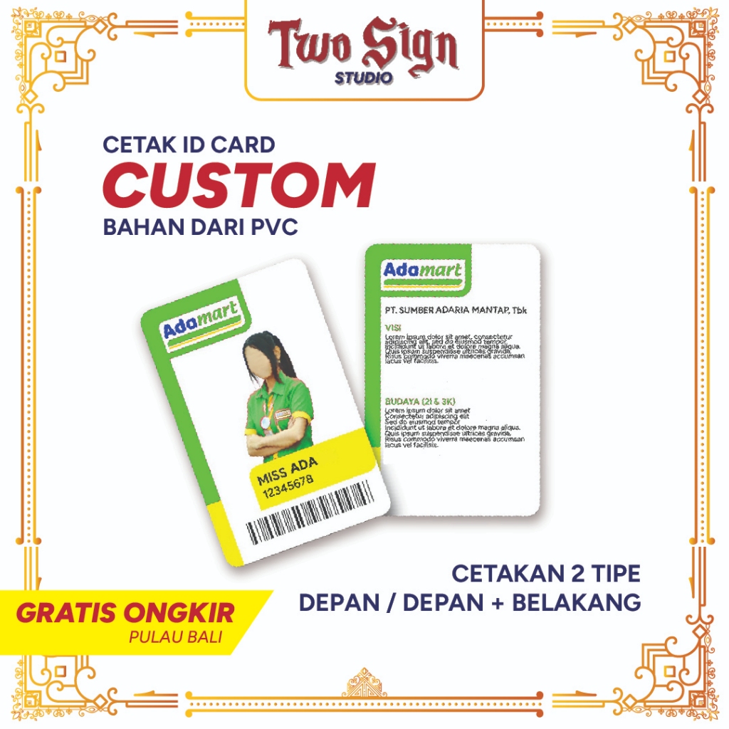 Jual CETAK PVC ID CARD 1 SISI ATAUPUN 2 SISI | Shopee Indonesia