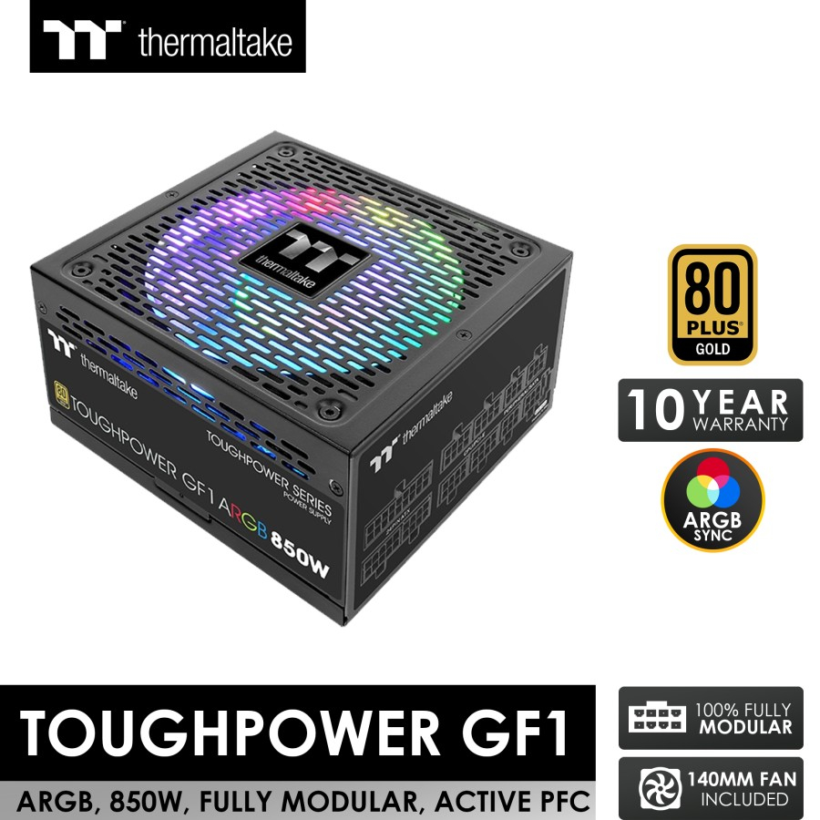 Thermaltake Toughpower GF1 750W Voeding – Volledig Modulair, 80 PLUS Gold, ARGB-ventilator Met 18 Leds, Voor Gaming-pc’s