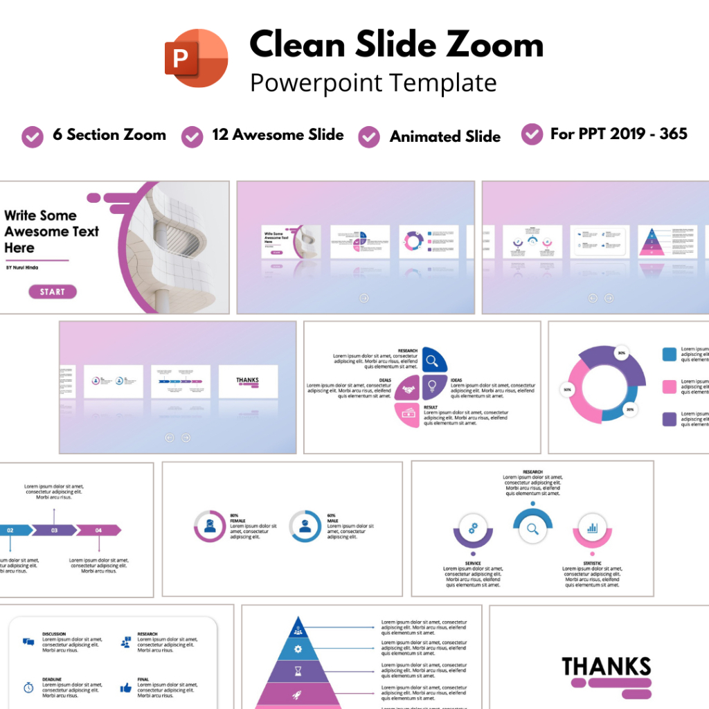 Jual Slide Zoom PowerPoint Template Clean Theme | template PPT tema ...