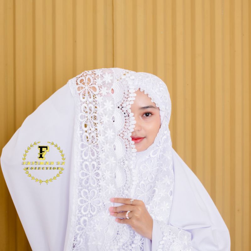 fatimah-MUKENA KD FUL RENDA SEROJA BAHAN KATUN MIKRO PUTIHAN BAHAN PREMIUM COCOK BUAT UMROH AN DAN HAJIAN