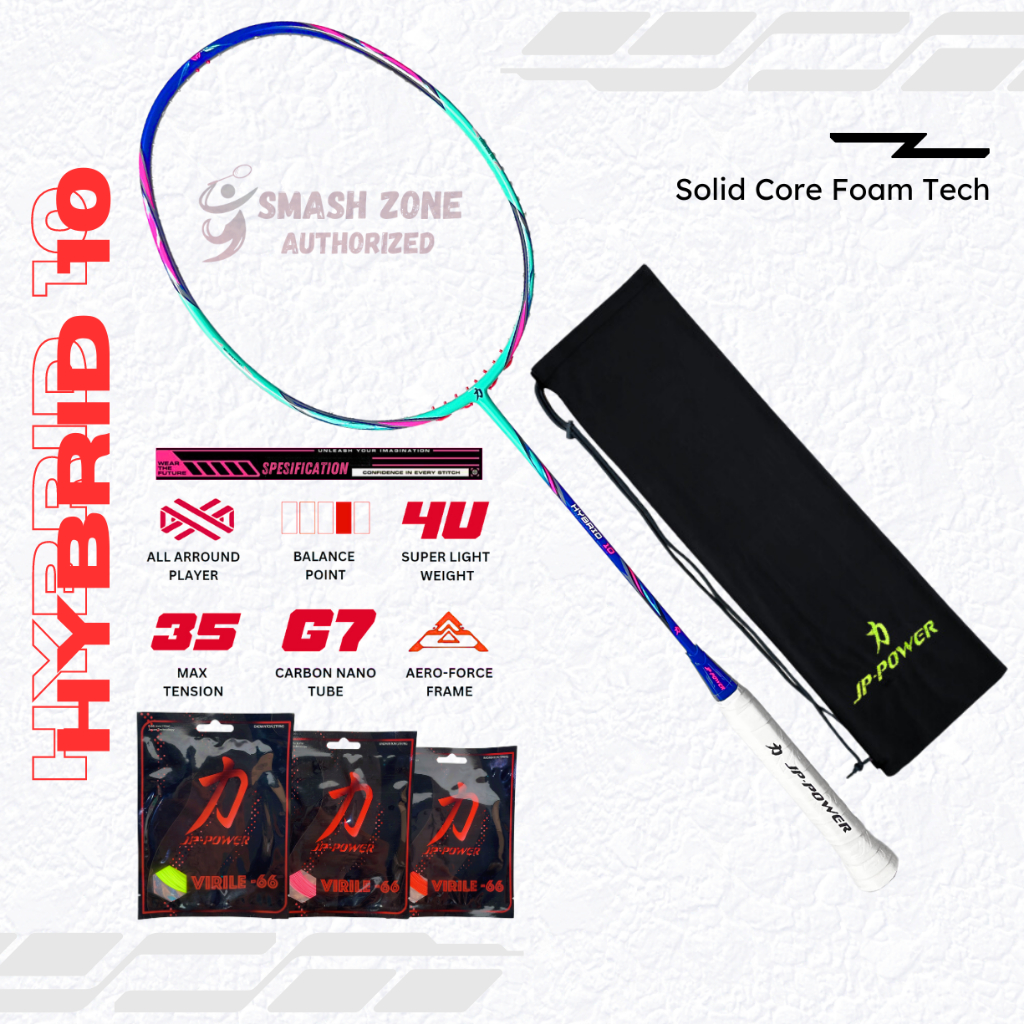 Jual Raket Badminton JP Power HYBRID 10 Original 35 Lbs 4U | Frame ...