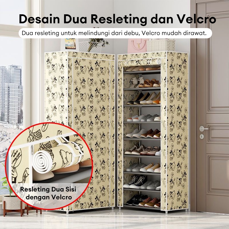 Jual Rak Sepatu Tertutup Anti Debu 10 Susun | Rak Sepatu Kain Portable ...