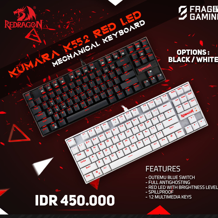 Jual Redragon / Red dragon Gaming Keyboard Mechanical KUMARA - K552 RED ...
