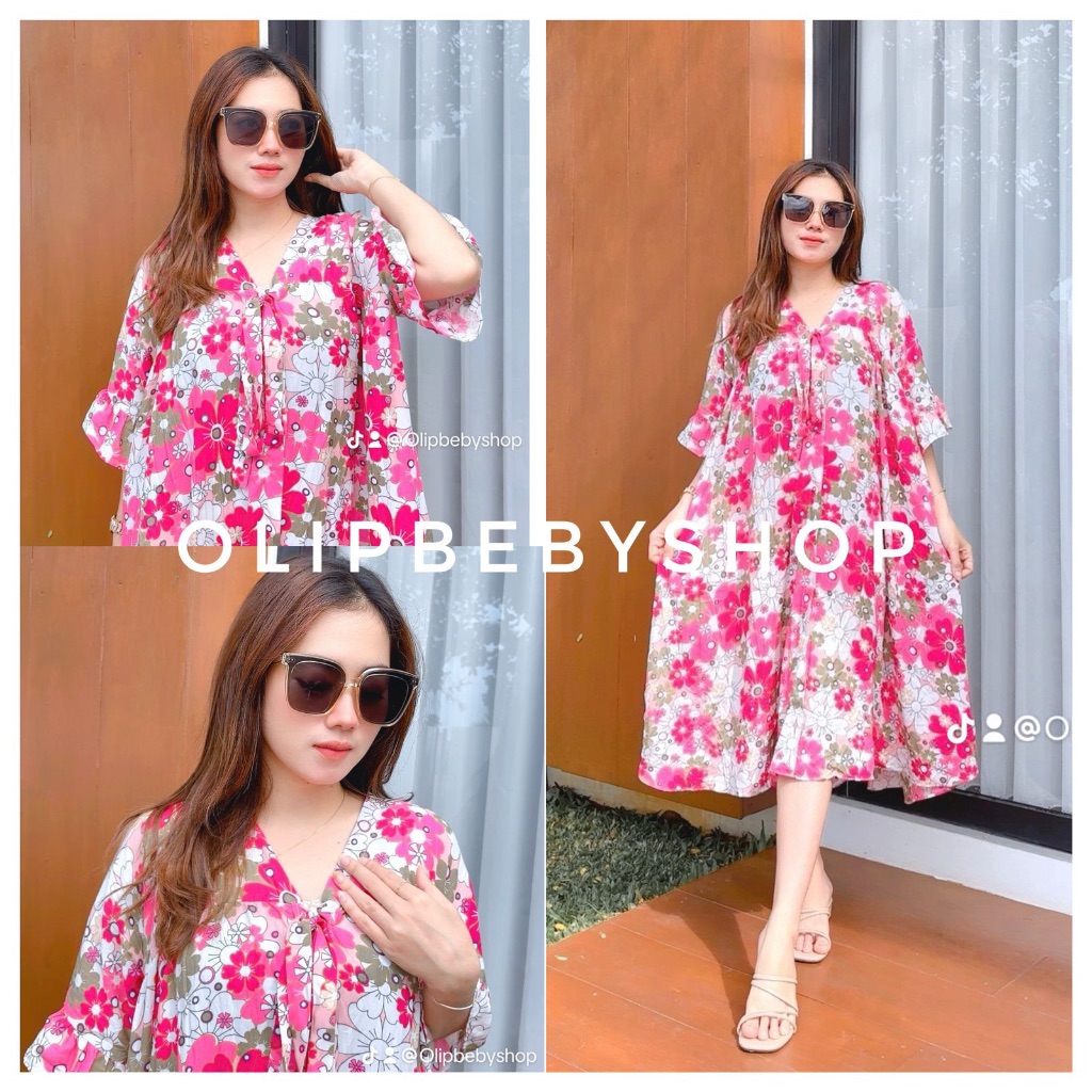 Jual Tiara Dress Motif Bunga Rayon Premium Busui | Shopee Indonesia