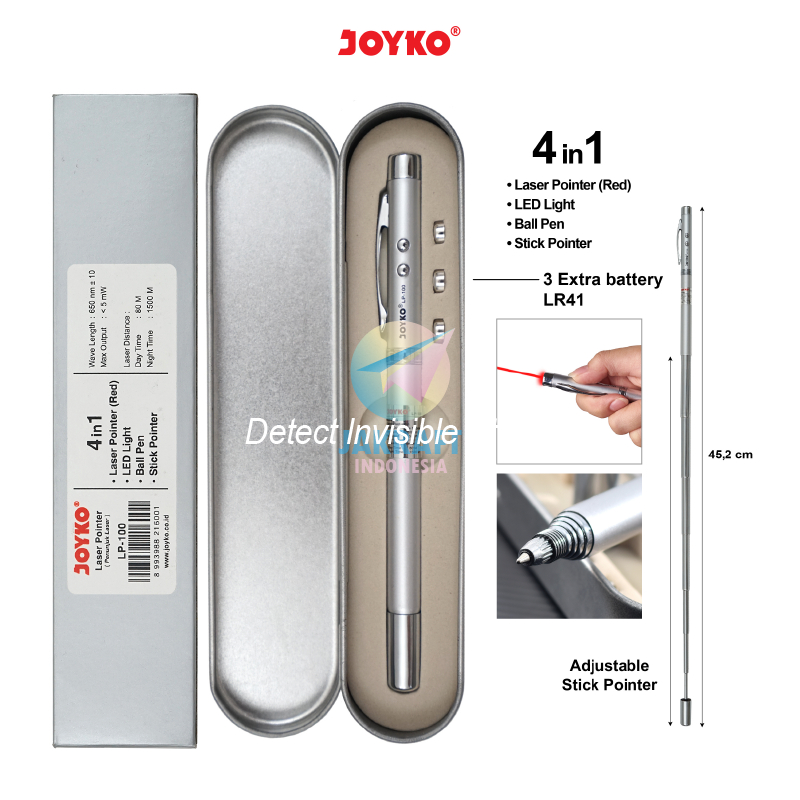 Jual (1 Set) Laser Pointer Pen LED Flashlight Stick Pointer 4 in 1 ...