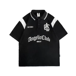 ANGELIC HOLYNPURE - Vintage Rugby Shirt Pendek - Black ALC