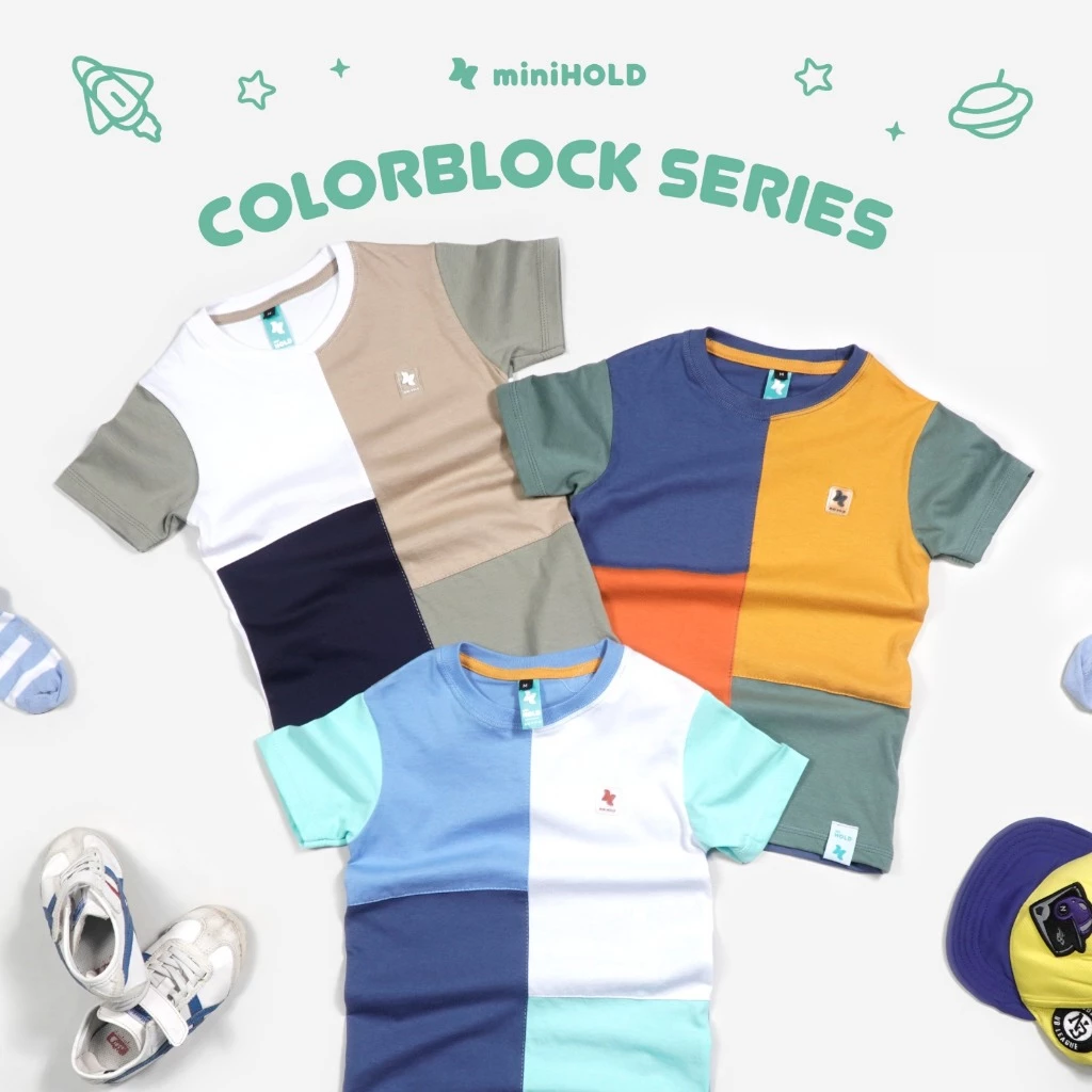 MINIHOLD Colorblok Series: Kaos Anak Cotton Combed 30s dengan Desain Stylish & Nyaman