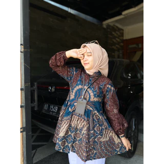 Blouse Medina Burgundy Batik Wanita Elegan