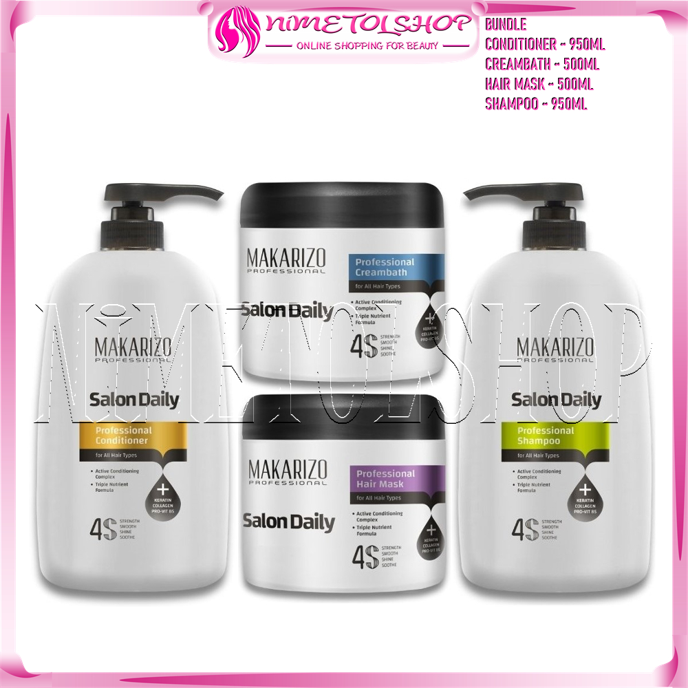 (PAKET) MAKARIZO Professional Salon Daily Conditioner + Shampoo 950ml + Hair Mask + Creambath 500ml