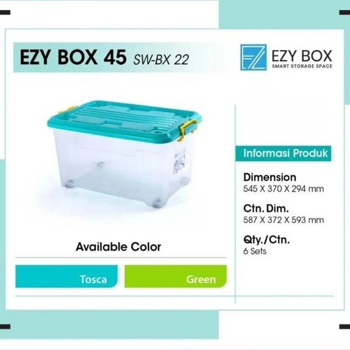 Jual Ezy Box 45 Lt Trans + Roda / Container Box Roda / Wadah ...