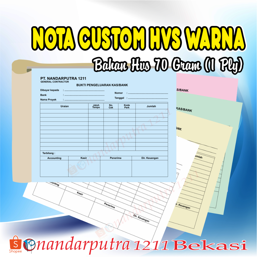 Jual NOTA CUSTOM HVS WARNA(1PLY) | Shopee Indonesia