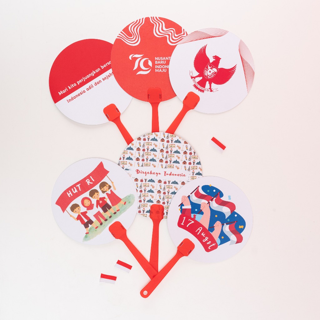 Kipas Tangan Kemerdekaan HUT RI 17 Agustus Hand Fan Art Cartoon Aksesoris Foto