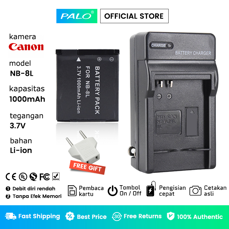 Caricabatterie Da Auto E Corrente Per Canon NB-8L – Compatibile Con PowerShot A2200, A3200 IS, A3300 IS, A3350 IS