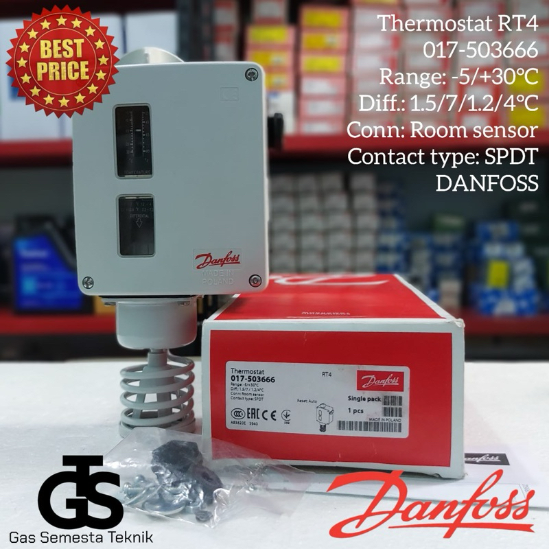 Jual THERMOSTAT DANFOSS RT4 (017-503666) | TEMPERATURE SWITCH RT 4 (017 ...