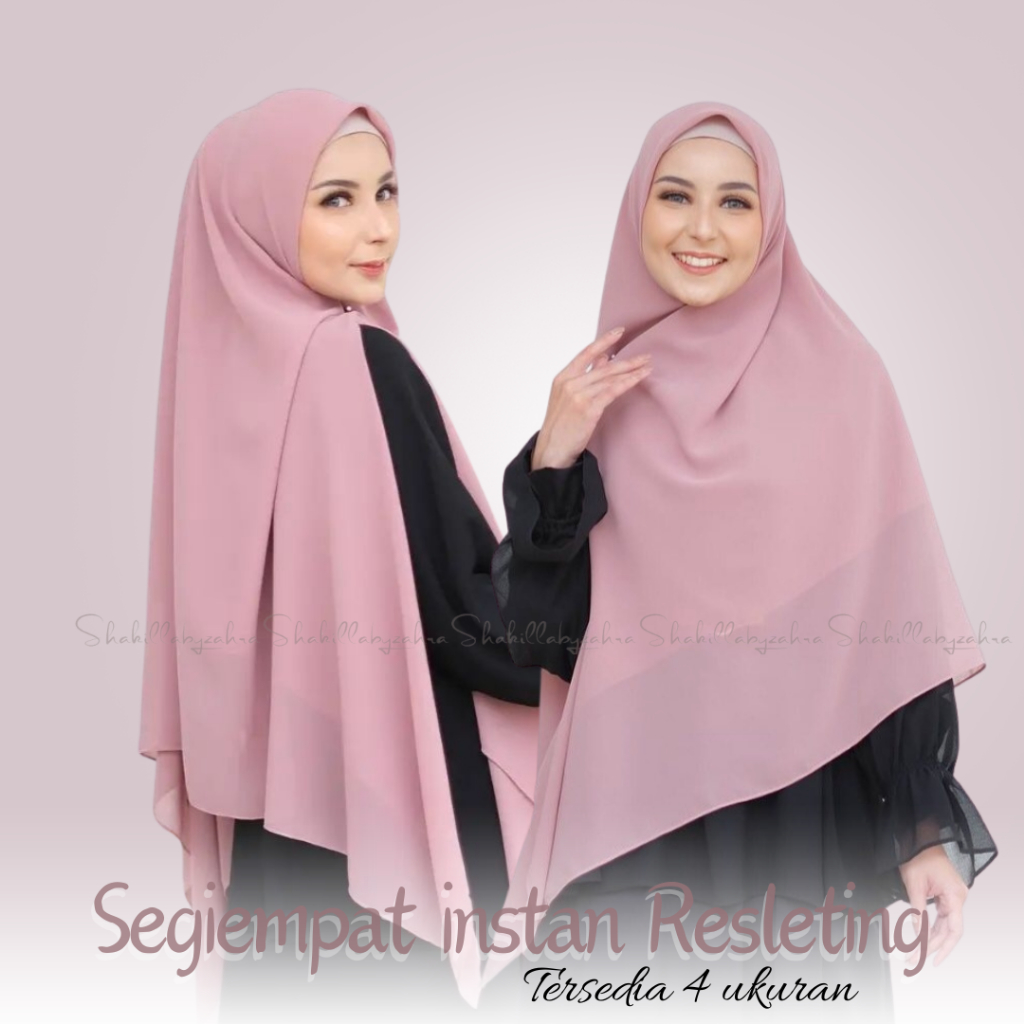 jilbab Segi empat Instan Resleting Jumbo Kerudung Segiempat Zipper Cerutybabydoll Jilbab Segitiga Instant Syari