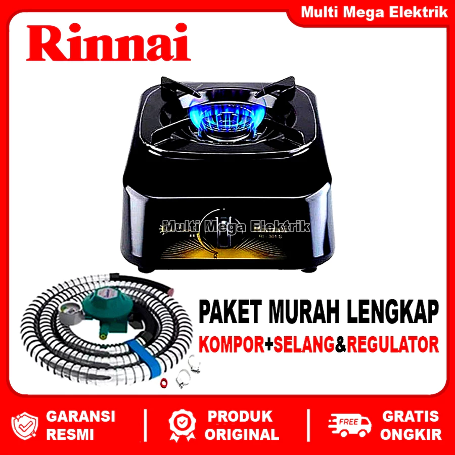 [COD] KOMPOR GAS 1 TUNGKU RINNAI 201S / 301S / KOMPOR RINNAI 1 TUNGKU / KOMPOR RINAI 1 TUNGKU / KOMPOR 1 TUNGKU / KOMPOR SATU TUNGKU / KOMPOR MURAH PROMO SATU SET PLUS SELANG REGULATOR 100% ORIGINAL GRATIS ONGKIR