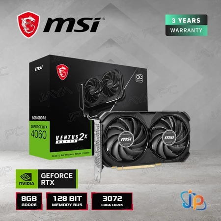 VGA MSI GeForce RTX 4060 Ventus 2X Black OC 8GB - 8 GB DDR6