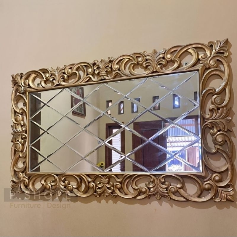 Jual FRAME PIGURA CERMIN HIAS PIGURA TEMBOK KAYU JATI WARNA EMAS UKIRAN ...