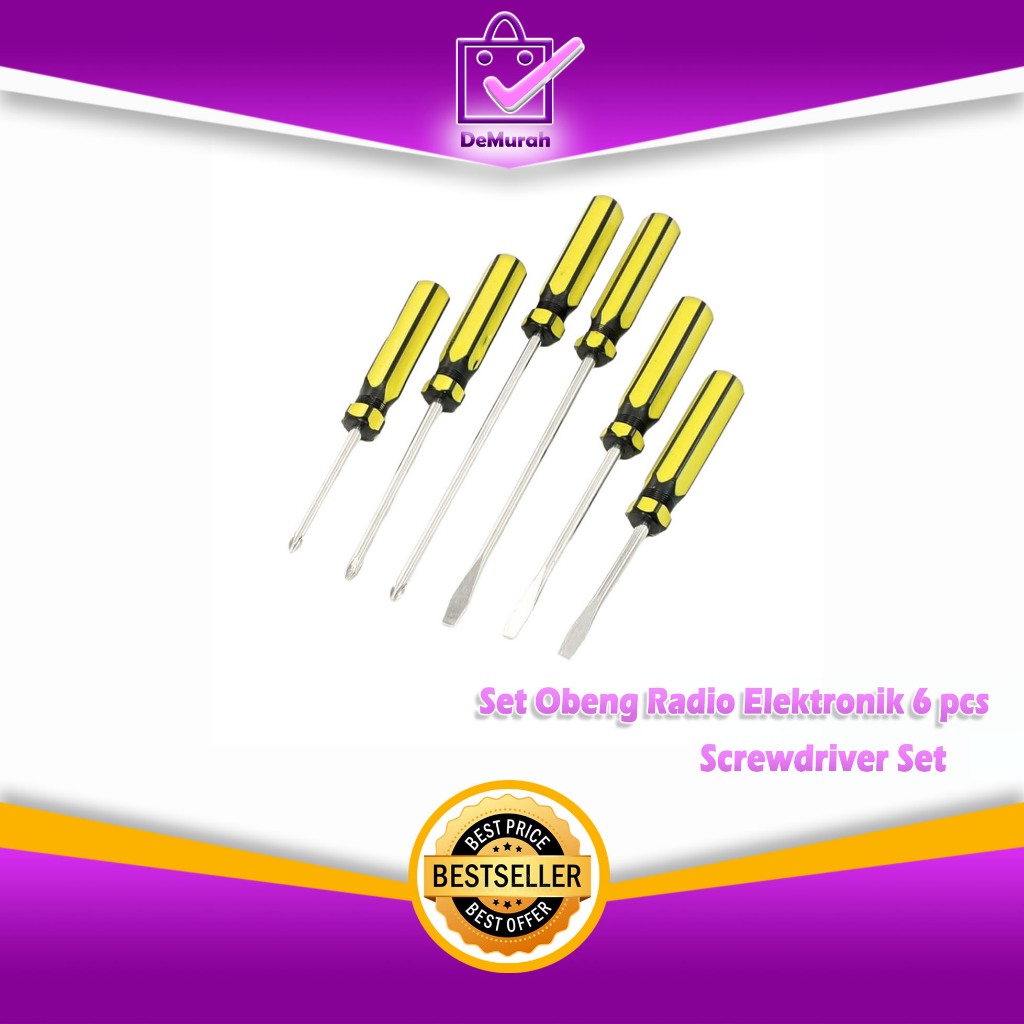Jual Set Obeng Radio Elektronik 6 pcs Screwdriver Set Obeng Setting ...