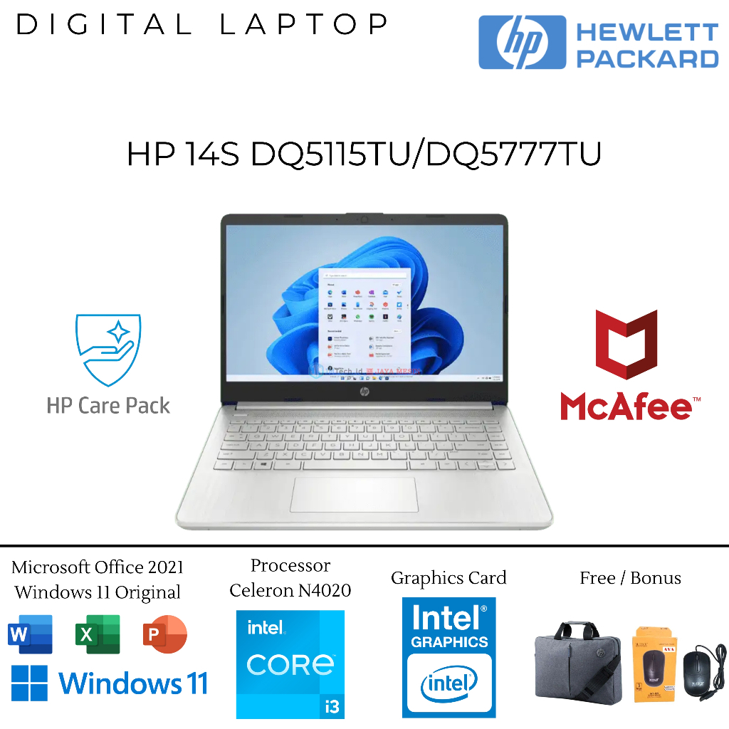 Promo LAPTOP HP 14S INTEL I3 1215U 16GB 512GB SSD FHD IPS WIN 11 Diskon