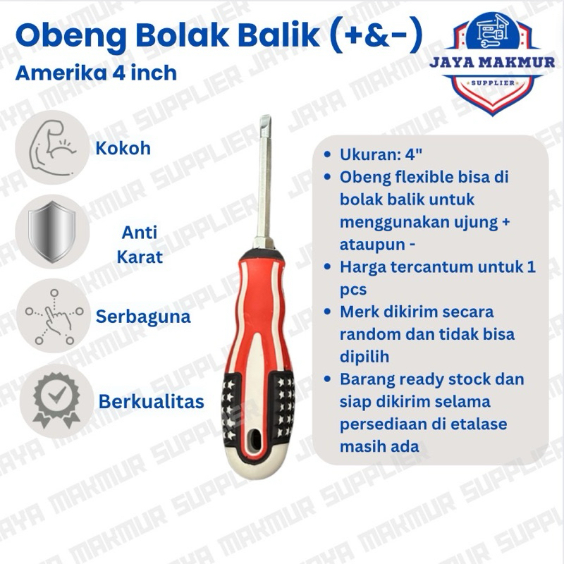Jual Obeng Bolak Balik Amerika Ukuran 4 inch | Obeng + - Ukuran 4 inch ...