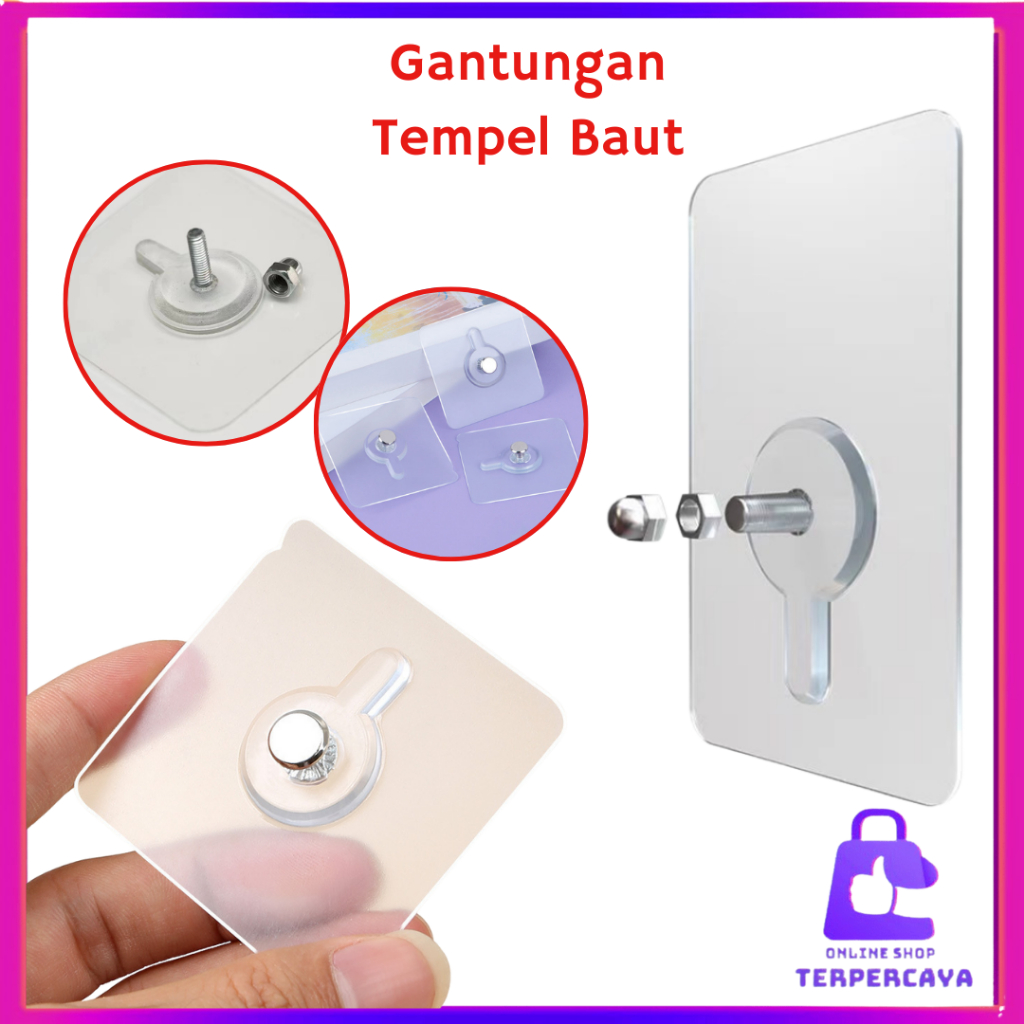 Jual OST Gantungan Tempel Baut Stiker Bening Ajaib Tanpa Paku Bor Wall ...