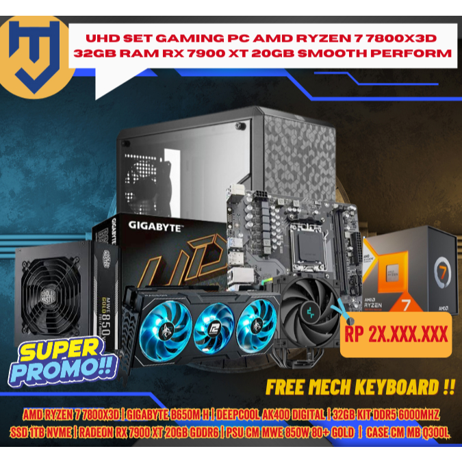 Jual UHD Set Gaming PC AMD Ryzen 7 7800X3D 32GB RAM RX 7900 XT 20GB ...