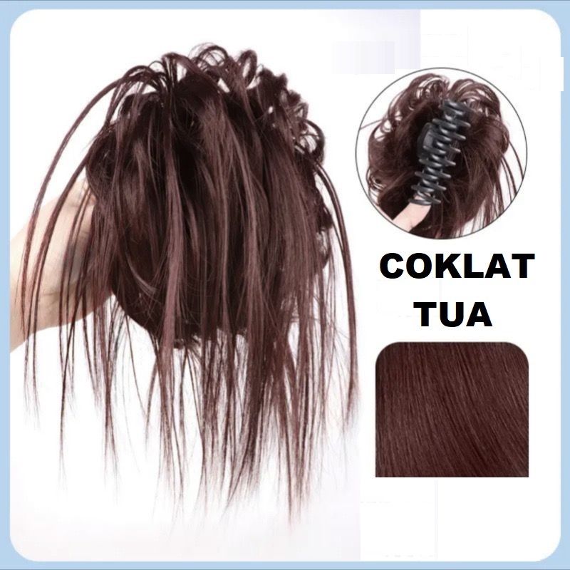 Jual INDH Sanggul AESRORA Model Capit Jepit Ponytail Rambut Palsu Lurus ...