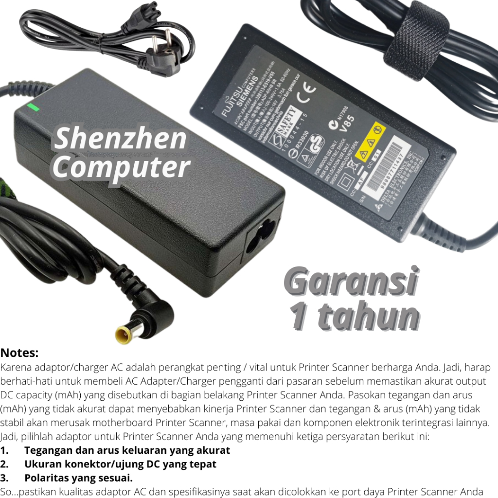Jual Adaptor Fujitsu Scanner IX1400 IX1500 IX1600 adapter power supply ...