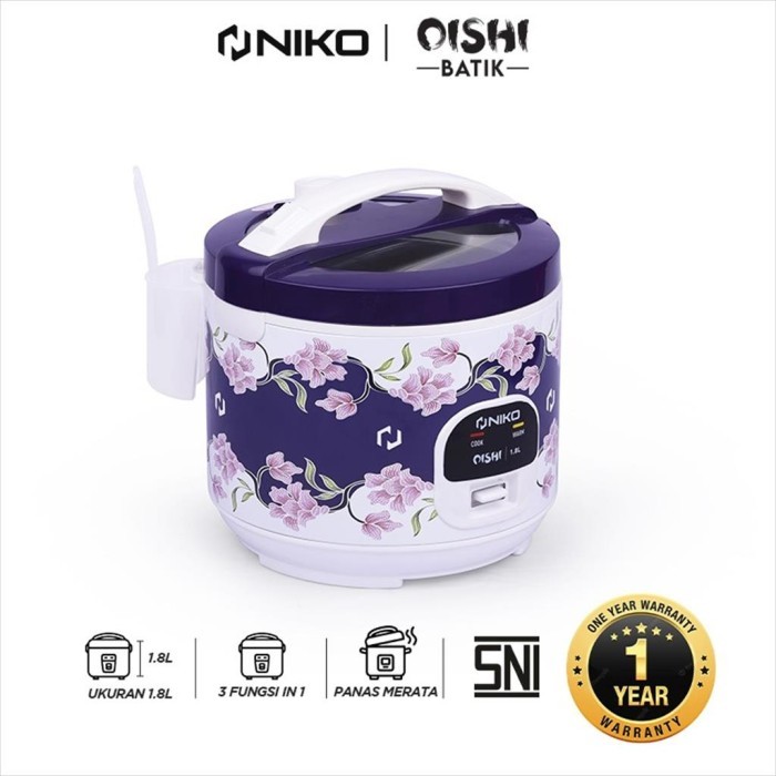 Jual Rice Cooker NIKO OISHI BATIK 18 Tutup Kaca 1.8 Liter 3 In 1 300W ...
