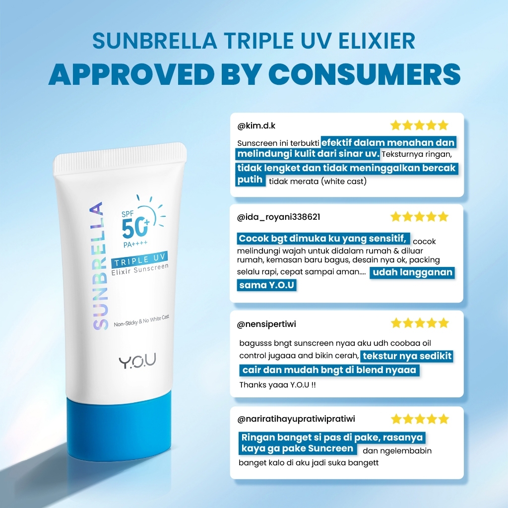 Jual YOU Sunbrella Triple UV Elixir Sunscreen SPF50+ PA++++ | YOU ...